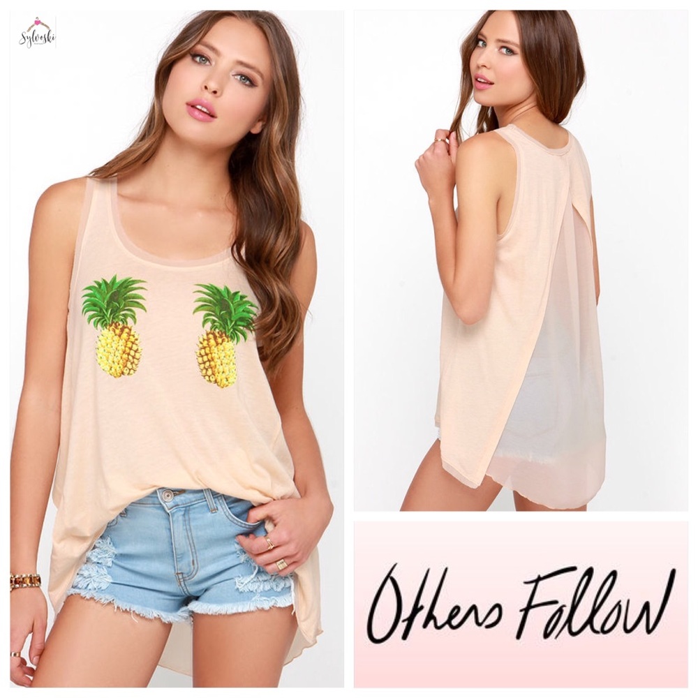 🆕 OTHERS FOLLOW GOT PINEAPPLES PEACH TANK TOP - Picture 1 of 7